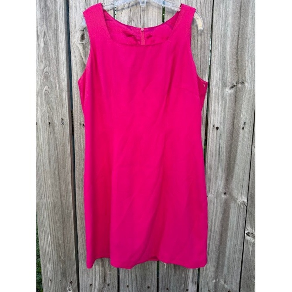 Vintage CDC Petites Dress Women 10 Hot Pink Shift Sleeveless Square Neck PAK344
